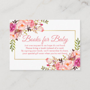 Pink Floral Baby Shooting Books for Baby Card Begleitkarte