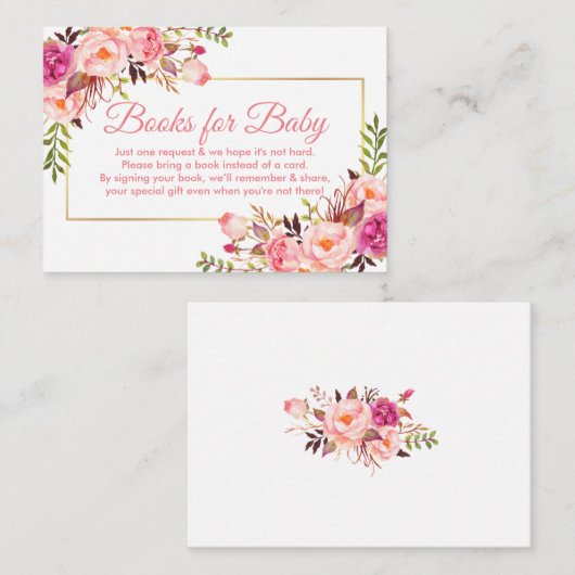 Pink Floral Baby Shooting Books for Baby Card Begleitkarte (Vorne/Hinten)