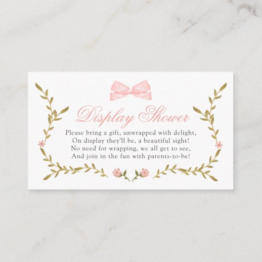 Pink Floral Baby Shooting Books for Baby Display Begleitkarte (Rückseite)