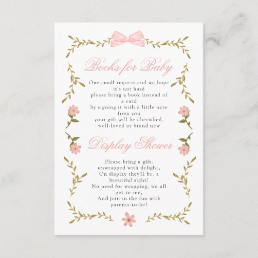 Pink Floral Baby Shooting Books for Baby Display Begleitkarte (Vorderseite)