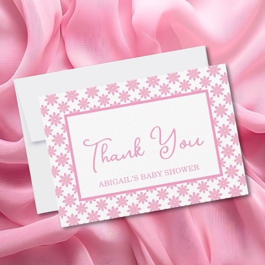 Pink Floral Baby Shower Dankeskarte
