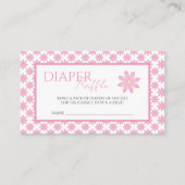Pink Floral Baby Shower Diaper Raffle  Begleitkarte (Vorderseite)