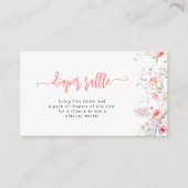 Pink floral baby shower diaper raffle ticket begleitkarte (Vorderseite)