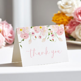 Pink Floral Baby Shower Folded Thank You Card Dankeskarte
