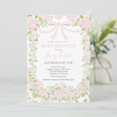 Pink Floral Baby Shower Invitation,  Einladung (Stehend Vorderseite)