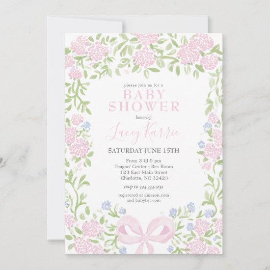 Pink Floral Baby Shower Invitation,  Einladung (Vorderseite)