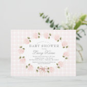 Pink Floral Baby Shower Invitation,  Einladung (Stehend Vorderseite)