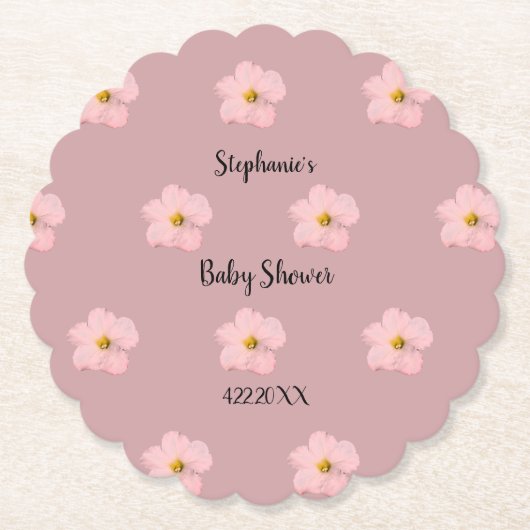 Pink Floral Baby Shower Petunia Muster Künstlerisc Untersetzer (Vorderseite)