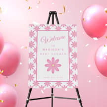 Pink Floral Baby Shower Welcome 