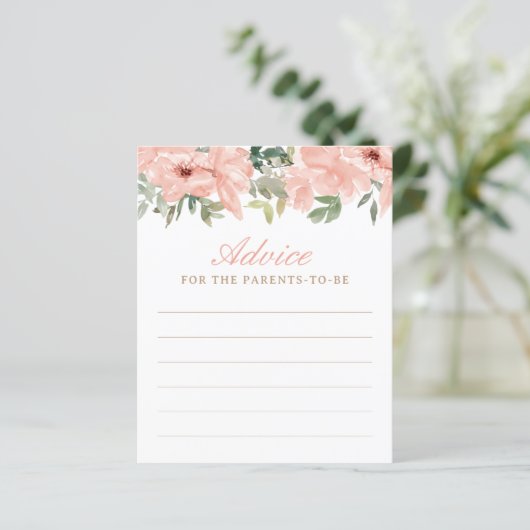 Pink Floral Baby Showkarte (Stehend Vorderseite)