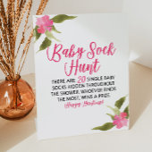 Pink Floral Baby Sock Hunt Baby Showspiel Sockelschild