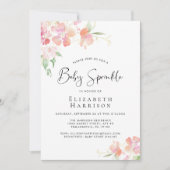 Pink Floral Baby Sprinkcolor Einladung (Vorderseite)