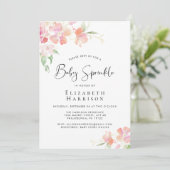 Pink Floral Baby Sprinkcolor Einladung (Stehend Vorderseite)