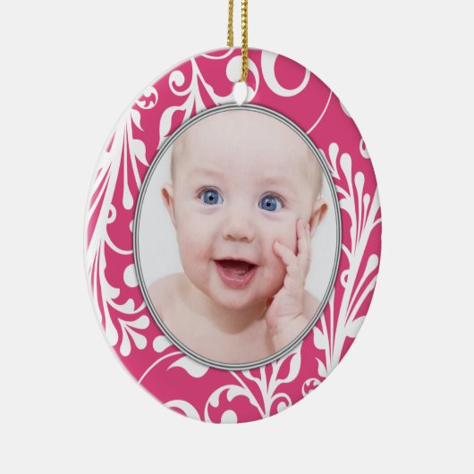 Pink Floral Baby's First Christmas Ornament (Rechts)
