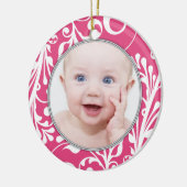 Pink Floral Baby's First Christmas Ornament (Links)