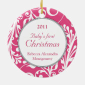 Pink Floral Baby's First Christmas Ornament (Hinten)