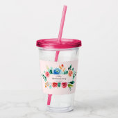 Pink Floral Bachelorette Brautparty Acryltrinkbecher (Rückseite)