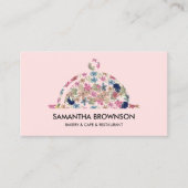 Pink Floral BAKERY & CAFE Eigentümer & RESTAURANT Visitenkarte (Vorderseite)