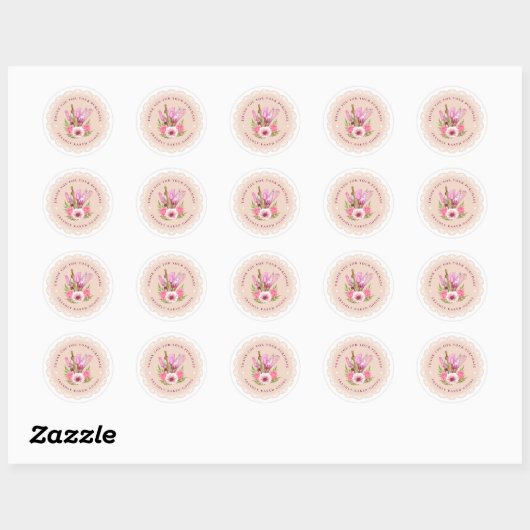 Pink Floral Bakery Sticker (Blatt)