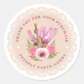 Pink Floral Bakery Sticker (Vorderseite)