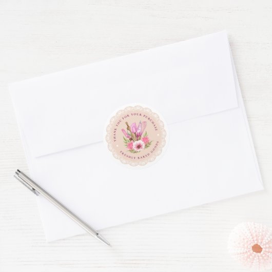 Pink Floral Bakery Sticker (Umschlag)