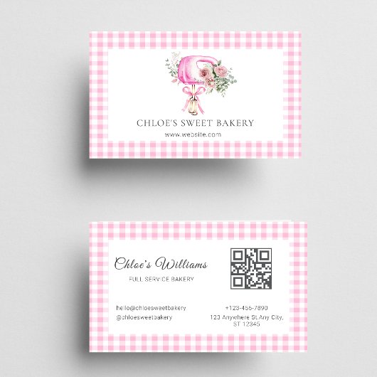 Pink Floral Baking Mixer Business Card Visitenkarte