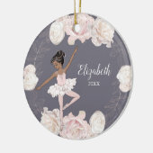 Pink Floral Ballerina Schwarzes Haar Girl Personal Keramik Ornament (Links)
