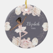 Pink Floral Ballerina Schwarzes Haar Girl Personal Keramik Ornament (Hinten)