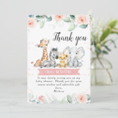 Pink Floral Banner Safari Babys Danke Karte (Stehend Vorderseite)