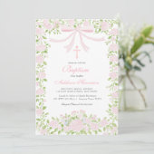 Pink floral Baptism Invitation, Girl Baptism, Einladung (Stehend Vorderseite)