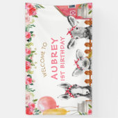 Pink Floral Barnyard Farm Hof Birthday Banner (Vertikal)