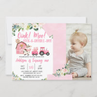 Pink Floral Barren Traktor Farm 1. Geburtstag
