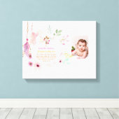 Pink Floral BAUTIZO Taufe Bibel Verse Foto Girl Leinwanddruck (Insitu (Holzboden))