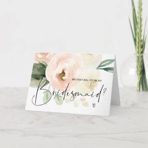 Pink floral be my Bridesmaid Vorschlag Wedding Car Karte