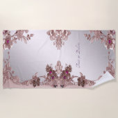 Pink Floral Beach Handtuch (Vorderseite)