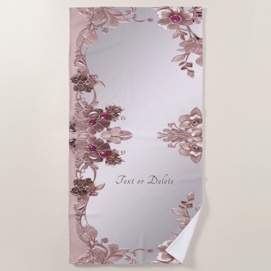 Pink Floral Beach Handtuch (Vorderseite)
