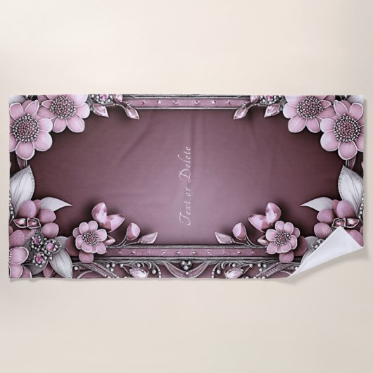 Pink Floral Beach Handtuch (Vorderseite)