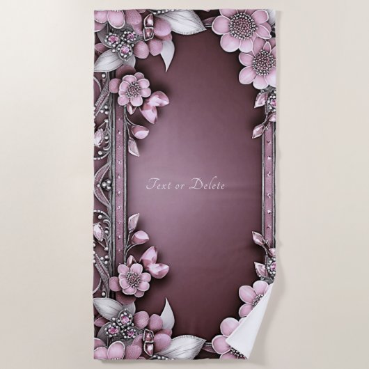 Pink Floral Beach Handtuch (Vorderseite)