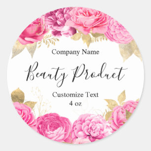 Pink Floral Beauty Cosmetic Wellness-Center Produk Runder Aufkleber