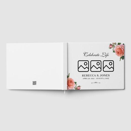 Pink Floral Beerdigung Gästebuch (Voll)