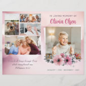Pink Floral Beerdigung Pamphlet Orden des Dienstes Flyer (Hinten)