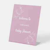 Pink Floral Begrüßungsschild Baby Dusche Sockelschild (Vorderseite)