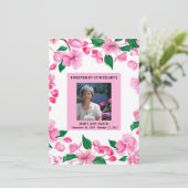 Pink Floral Beileid Danke Karte (Stehend Vorderseite)