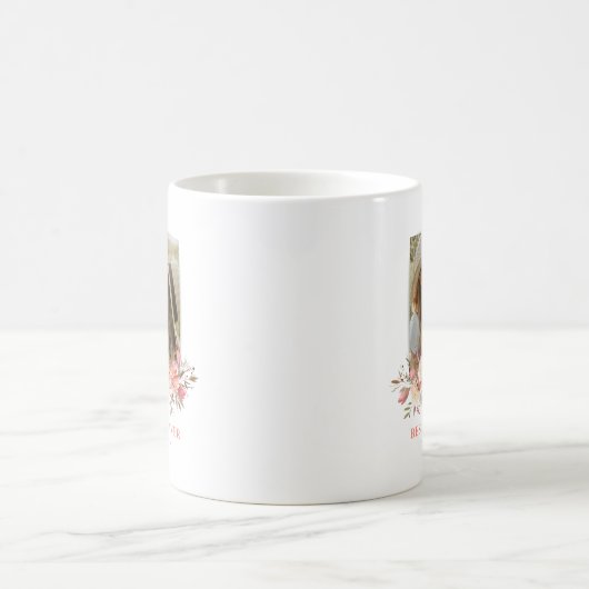 Pink Floral Best Mama Ever Foto Kaffeetasse (Mittel)