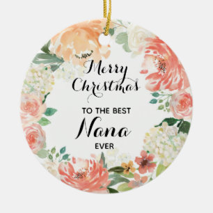 Pink Floral Best Nana Personalisiert Keramik Ornament