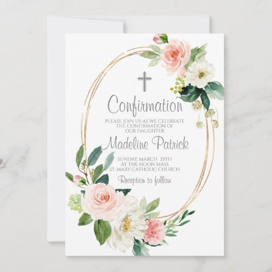 Pink Floral Bestätigung Einladung (Vorderseite)