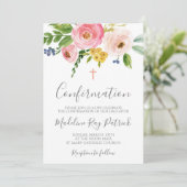 Pink Floral Bestätigung Einladung (Stehend Vorderseite)