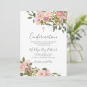 Pink Floral Bestätigung Einladung (Stehend Vorderseite)