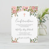 Pink Floral Bestätigung Einladung (Stehend Vorderseite)