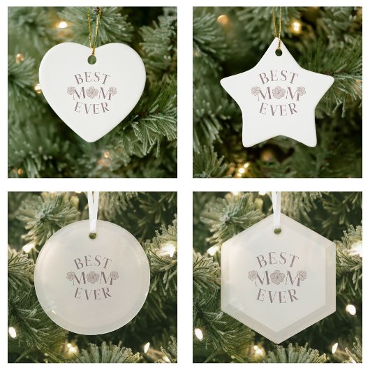 Pink Floral Beste Mama je Keramik Ornament